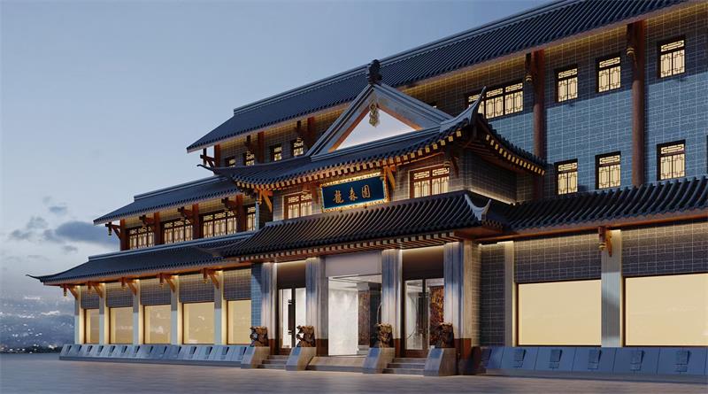 成都仿古建筑施工——琴臺路龍森園火鍋店外觀仿古改造